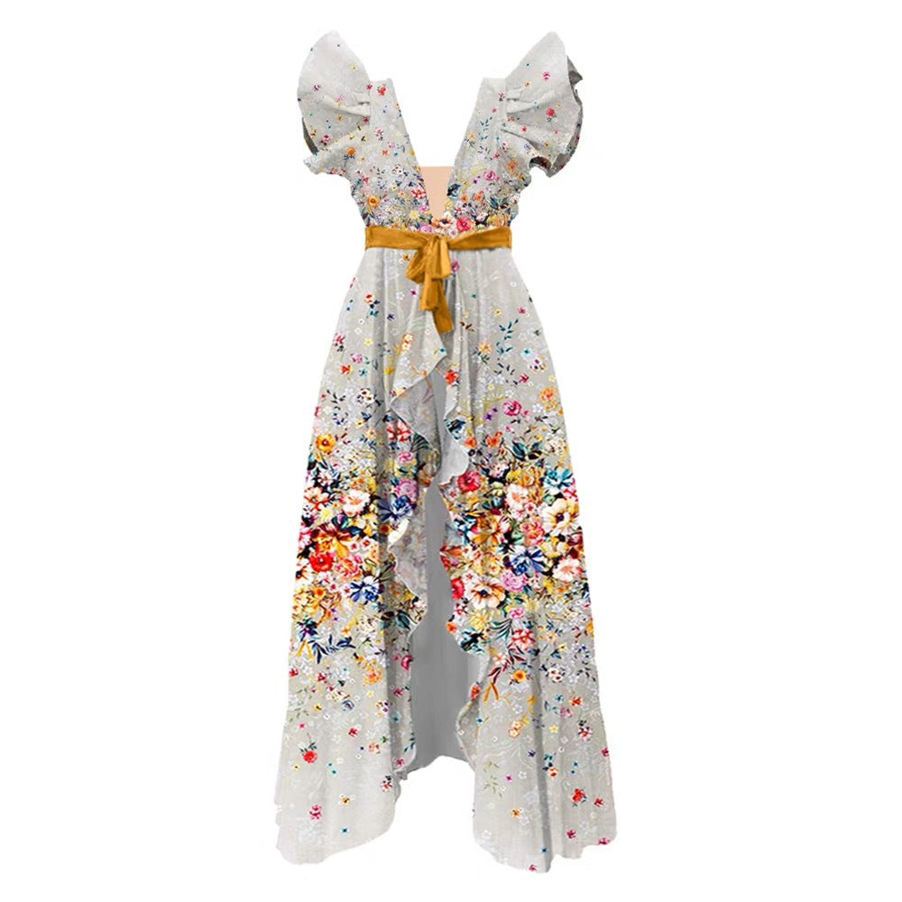 ENSEMBLE MAILLOT DE BAIN MOUTARDE 1 PIECE FLEURI