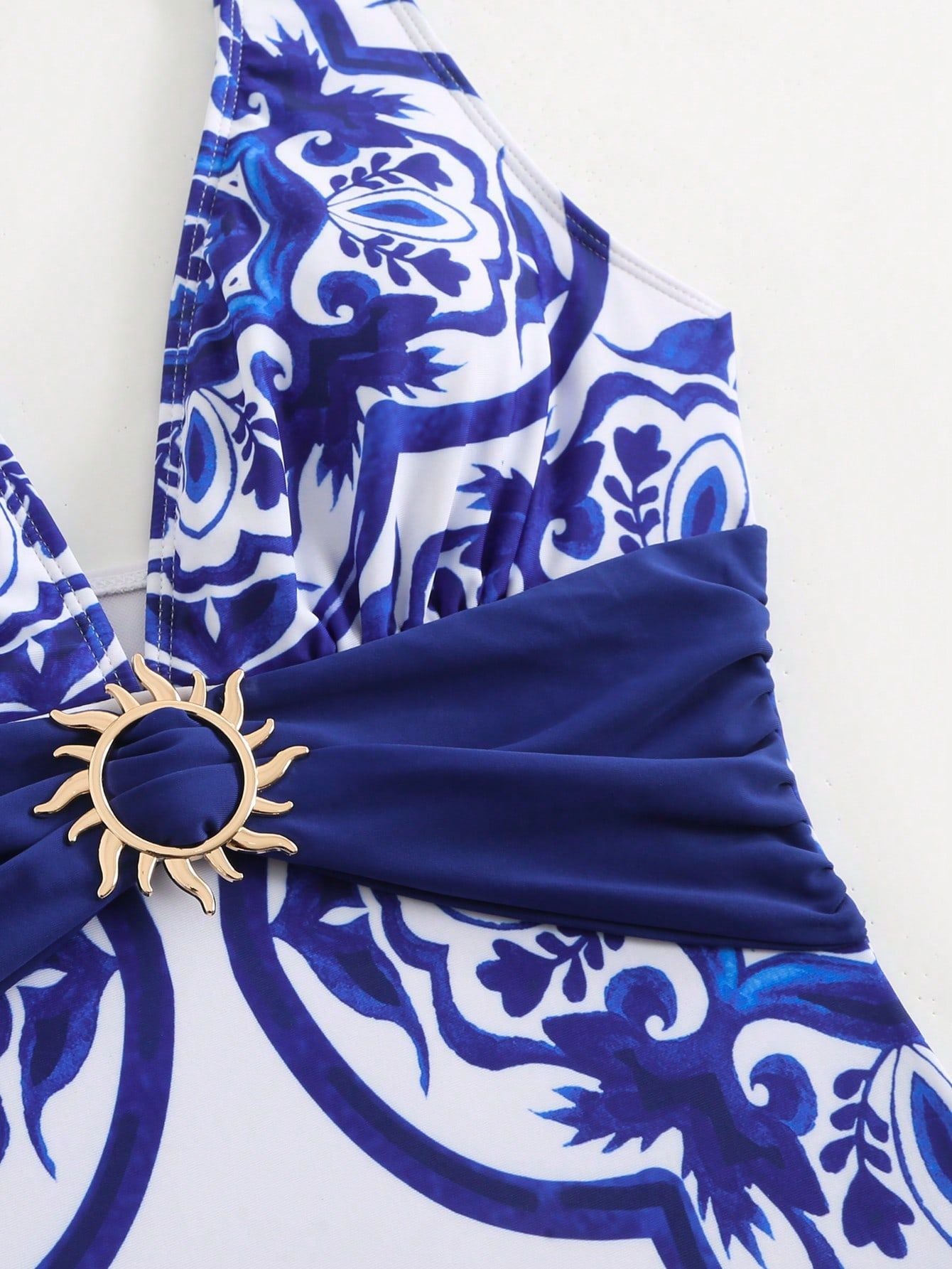Ensemble maillot de bain vintage 3 pièces Bleu marine et blanc