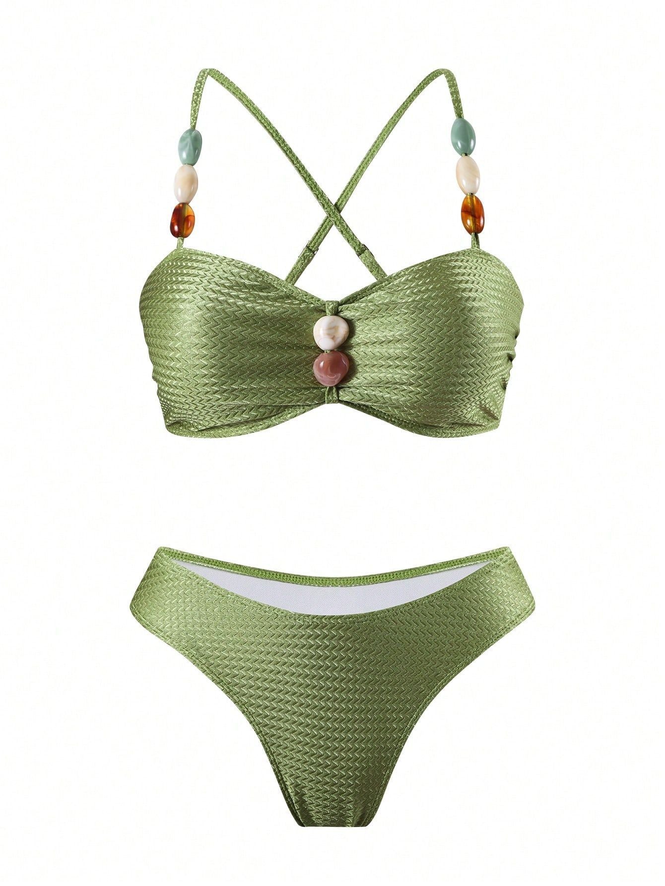 Ensemble  maillot de bain 3 pièces vert