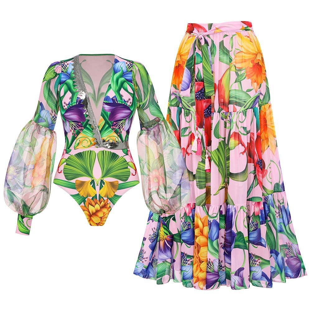 ENSEMBLE MAILLOT DE BAIN IMPRIME 1 PIECE