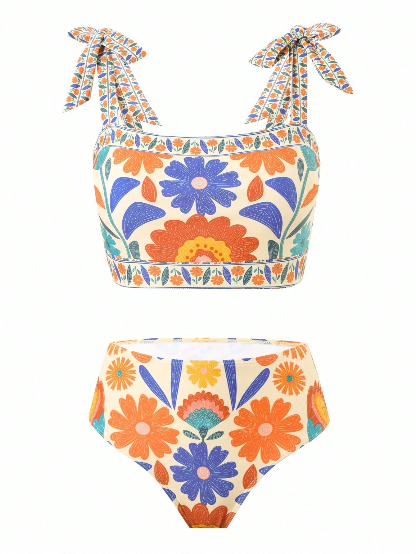 ENSEMBLE MAILLOT DE BAIN 3 PIECES COULEURS VINTAGE