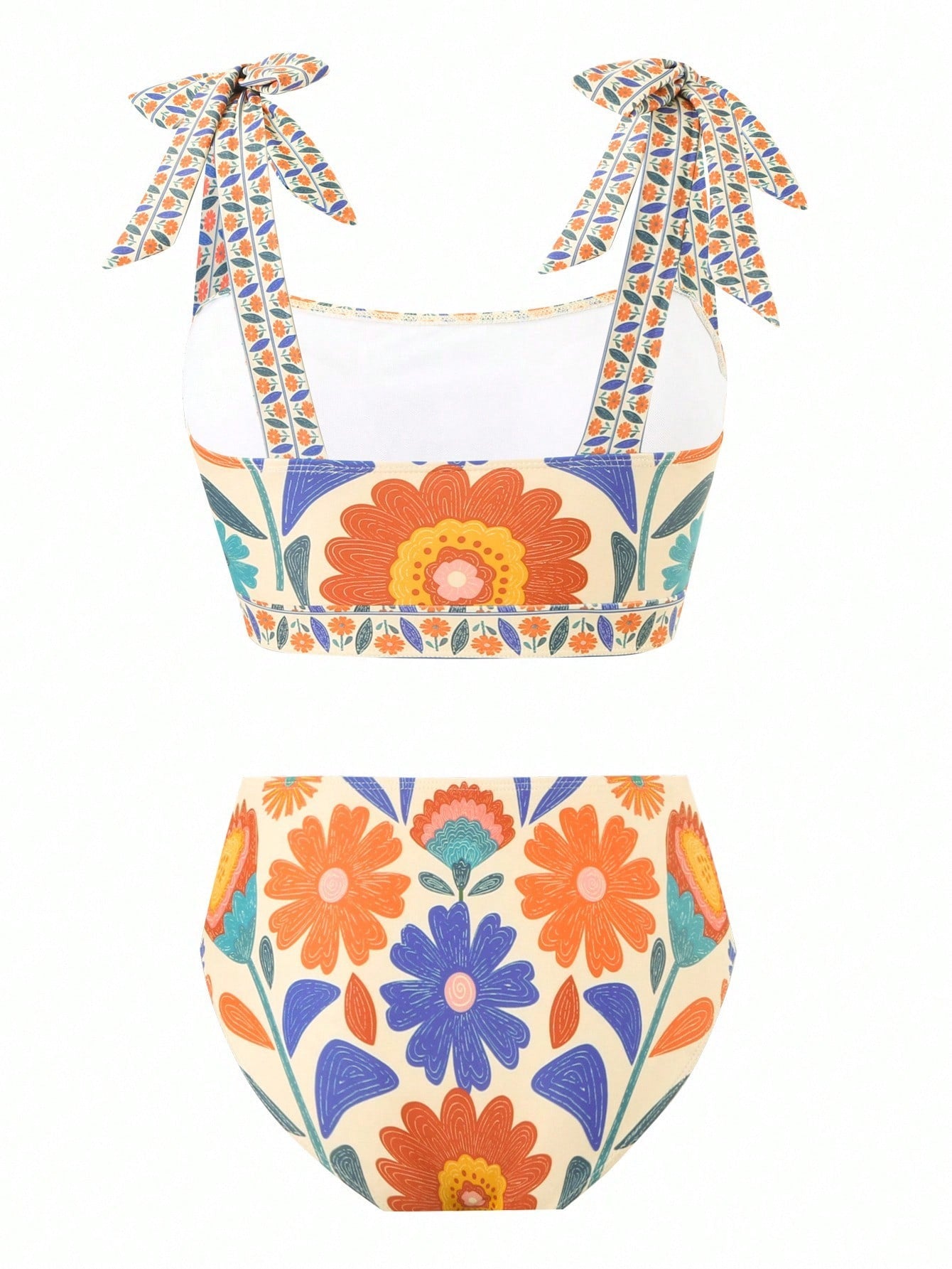 ENSEMBLE MAILLOT DE BAIN 3 PIECES COULEURS VINTAGE