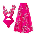 Maillot de bain floral une pièce avec sa jupe.