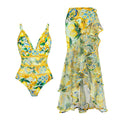 Maillot de bain 1 pièce citron et sa jupe volant